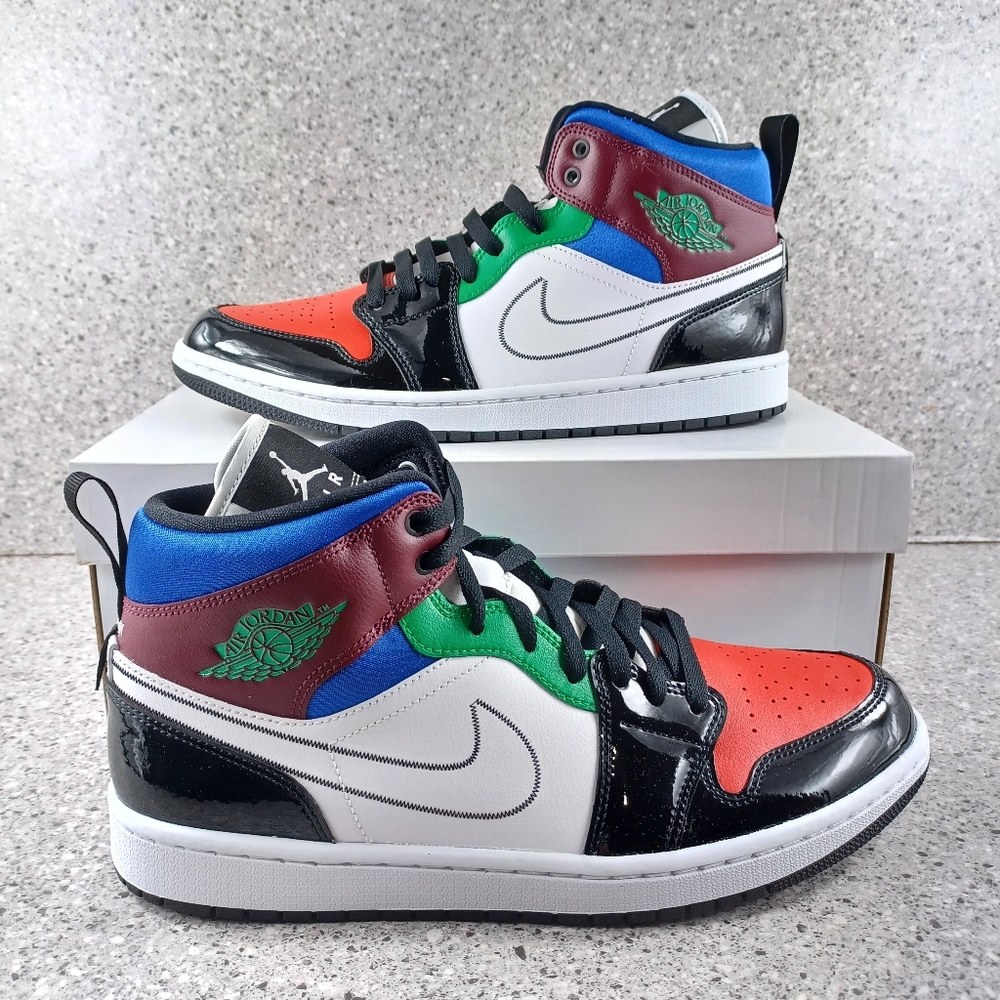 Nike Air Jordan 1 Mid Colorful Patent Leather Sneakers - Women's Size 12…